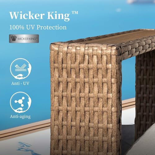 Image of SUNSHINE VALLEY 2 Pieces Patio Furniture Set, Outdoor Rattan Wicker Armchairs with 10''Ultra-Thick Cushions,All Weather Patio Conversation Set, Low Profile Lawn Garden Backyard Chairs