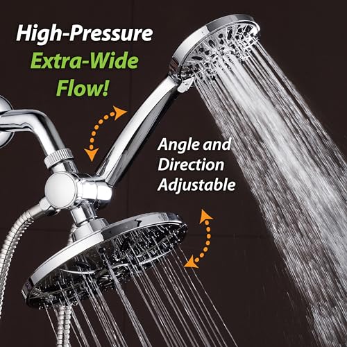 AquaDance 7" Premium High Pressure 3-Way Rainfall Combo Combines The Best of Both Worlds-Enjoy Luxurious Rain Showerhead and 6-Setting Hand Held Shower Separately or Together, Chrome by AquaDance - Used condition - Image 4