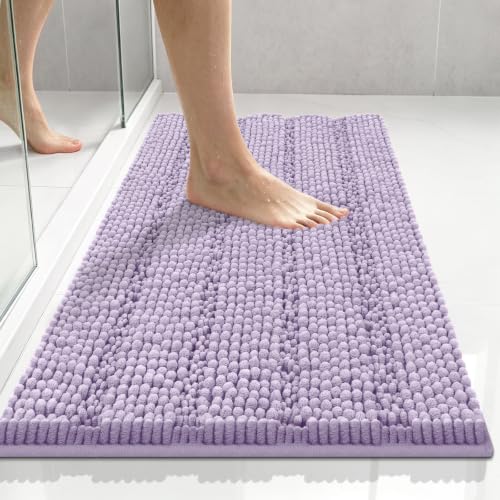 Bcoimo Small Bath Rug Mat 24x17 Extra Soft Chenille Lavender Bathroom Mats