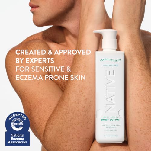 Native Sensitive Body Lotion, 48H Hydration for Soft Skin, Hypoallergenic Fragrance, Free from 81 Known Allergens, Naturally Derived Ceramides, Fragrance Free, 18 Fl Oz - image 6