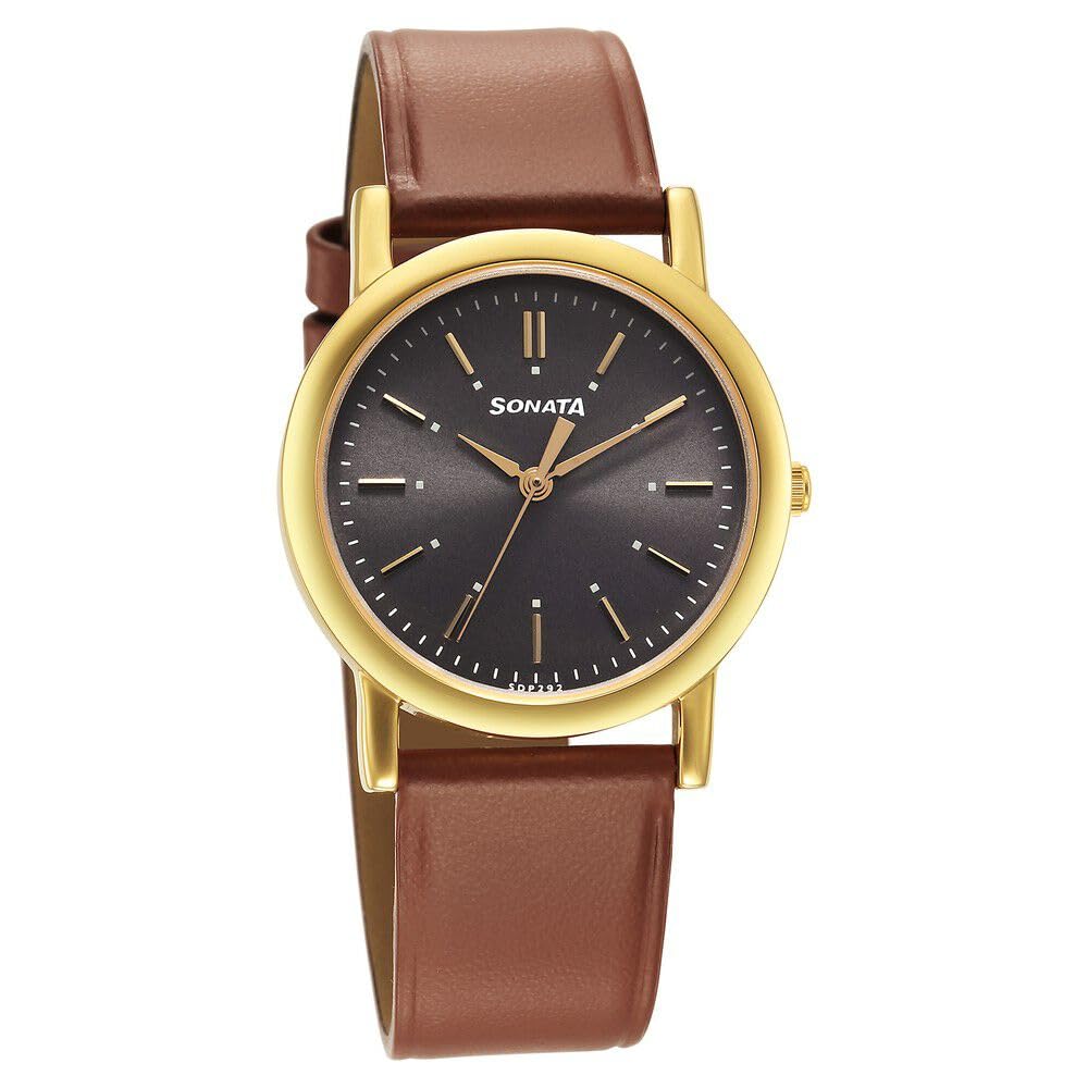 Sonata Classic Quartz Analog Grey Dial Brown Leather Strap Watch for Men-7987YL10W (B0CDJL1KBL) Amazon Price History, Amazon Price Tracker