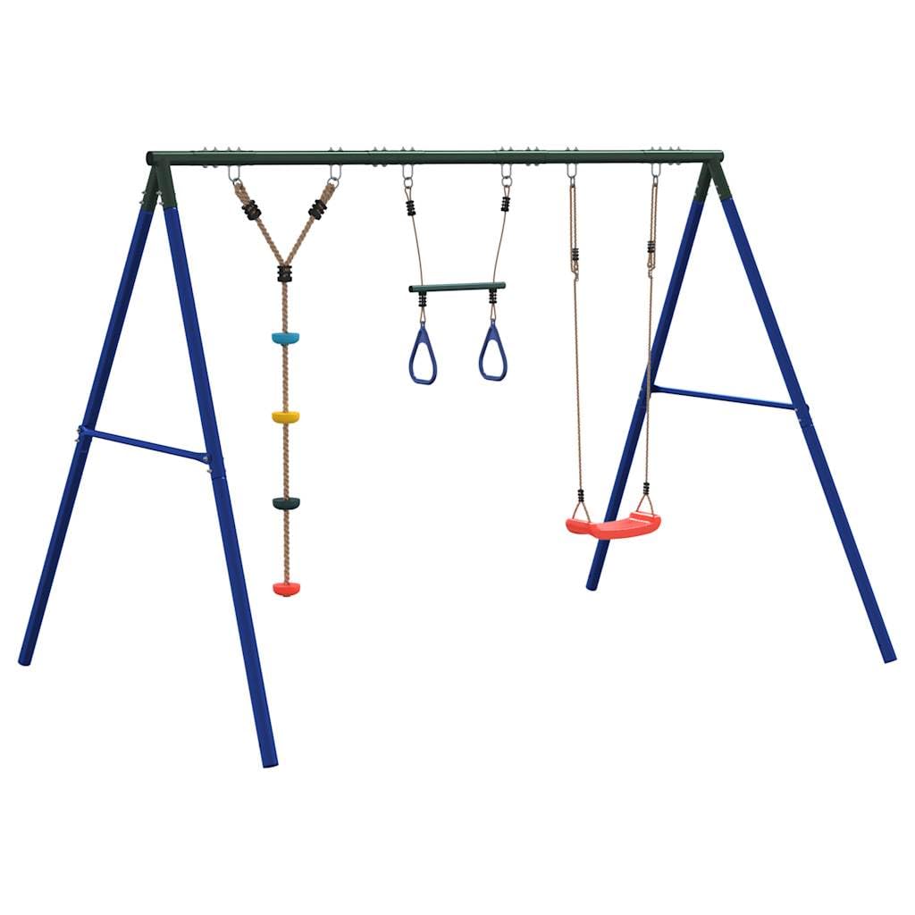 Juego de columpio con columpio trapezoidal, de acero lacado, 273,5 x 185 x 185 cm, para niños de 3 a 10 años, juguete de jardín para jardín, patio, terraza, promueve el movimiento y la