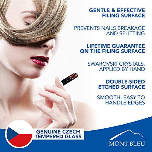 Mont Bleu Glasnagelfeile von Hand dekoriert mit Swarovski Elements - geliefert in einer Hülle aus schwarzem Samt… – Bild 6