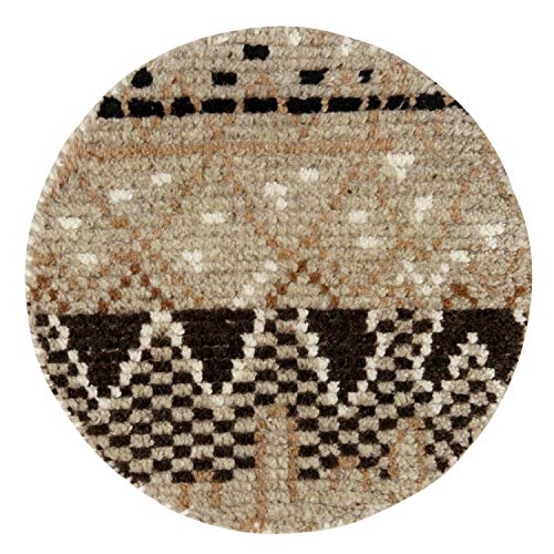 萩原 チェアパッド 座布団 ベージュ 直径約40cm 「クームース ガンター」 ウール100% 羊毛 手織り 円形 ノルディック エスニック