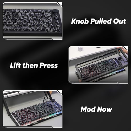 Image of MONSGEEK M1 V5 Aluminum Mechanical Keyboard 75% Topographic Theme Quick Release Gaming Keyboard with Knob, 8000 mAH RGB Hot-swappable Black Custom with Side-Printed Keycaps Pre lubed Piano Switch