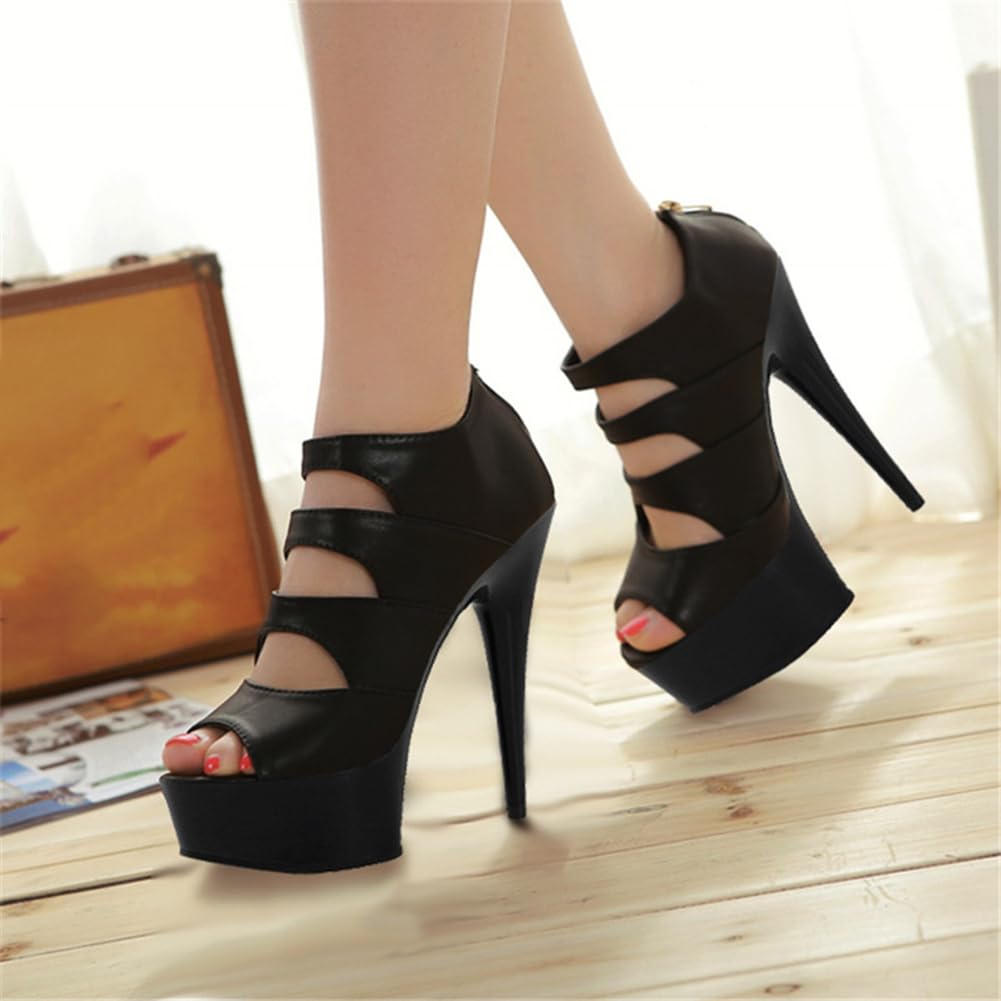 Scarpe con Tacco a Stiletto da Donna, Decolleté con Punta Scoperta, Tacchi da 6 Pollici per Abito, Matrimonio, Festa