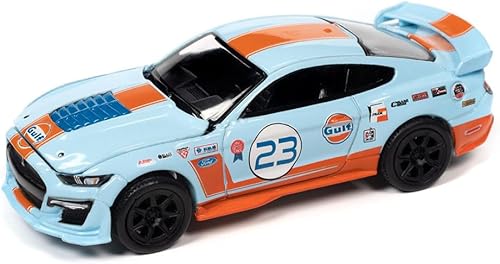 Miniatura 3 de Auto World CP8052 Shelby GT500#23 - Modelo de automóvil fundido a presión a 4800 piezas en todo el mundo 164 azul claro con rayas naranjas