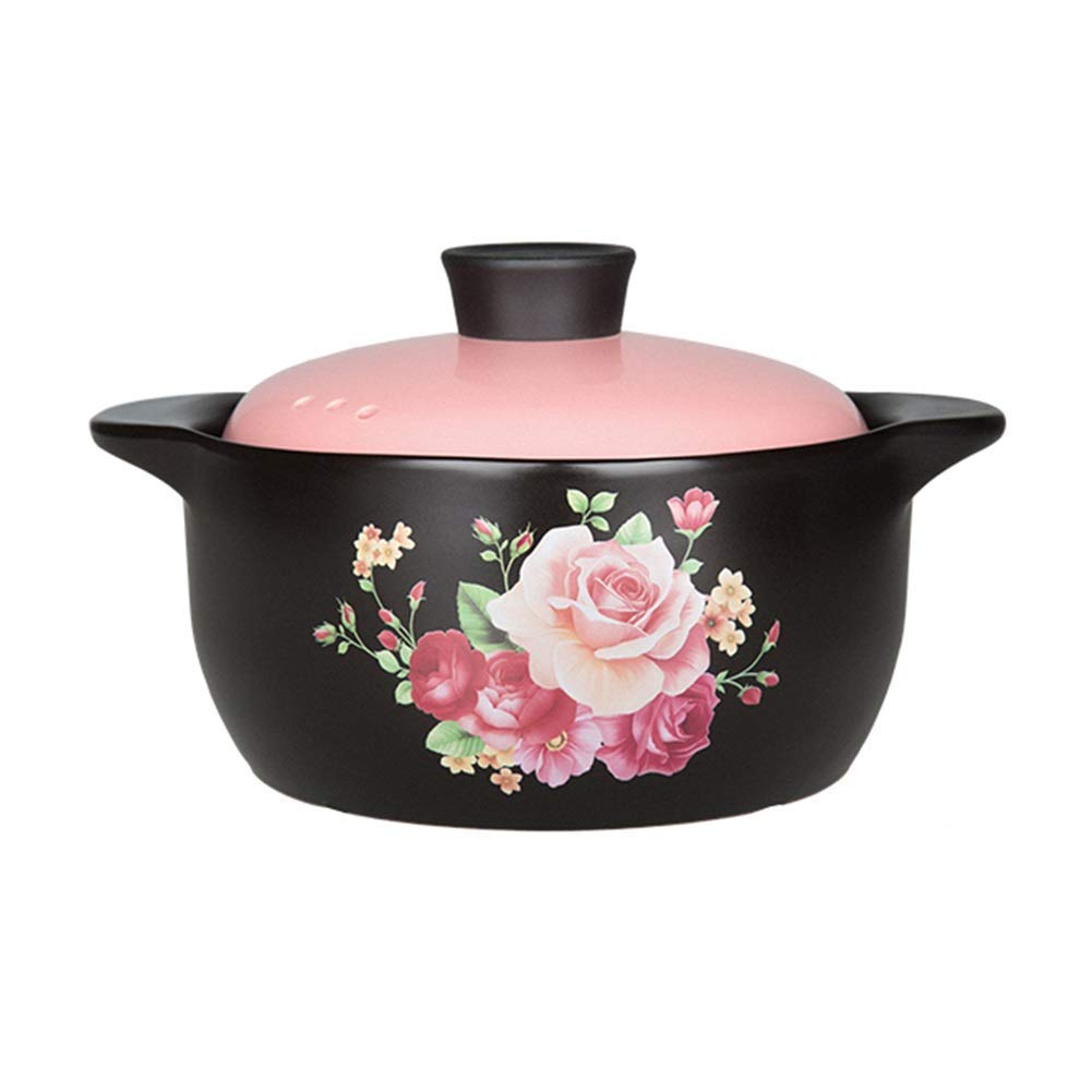 METTEOR Small Clay Pot Binaural Ceramic Casserole Dish With Lid Cookware Flower Decoration Earthen High Temperature Resistance