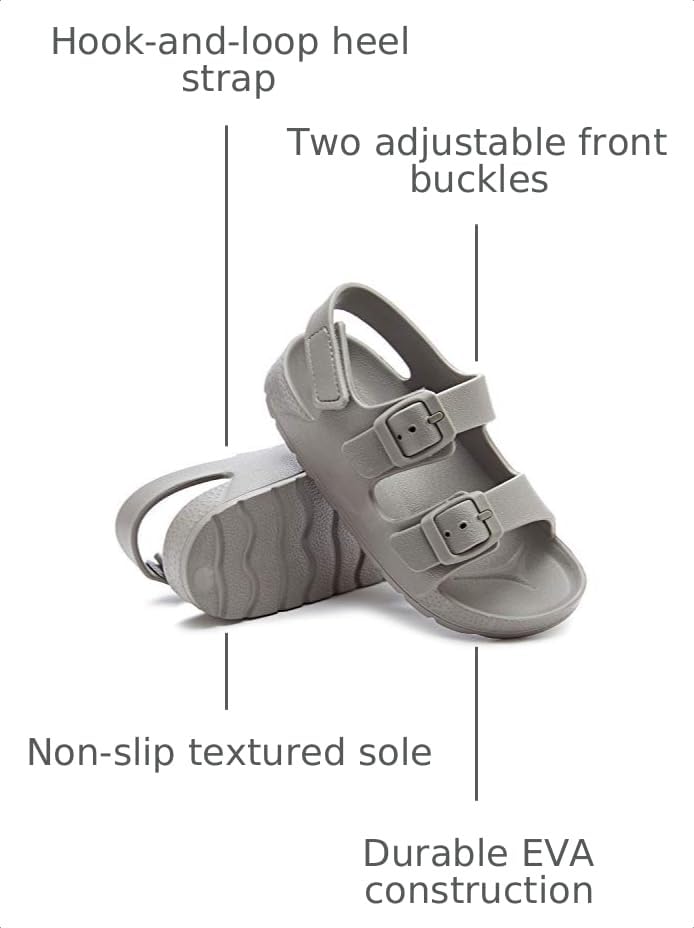Image of EasyStar Boys and Girls Lightweight Dual-Adjustable Sandal Buckles With Hook and Loop Heel Closure