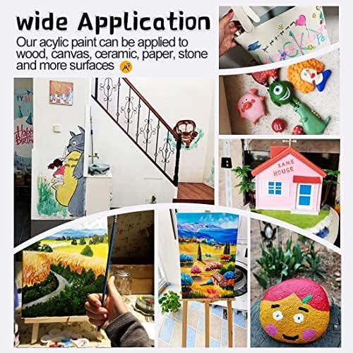 Colorful Acrylic Painting Kit - Paint Supplies Set with 24 Colors, 30 Brushes, 5 Canvases, 1 Pad, 2 Palette, 2 Sponge & 1 Wood Easel - Art Acrylic Paint Set for Beginners, Kids, Adults 3 51VBUdcd39L. AC