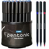 linc Pentonic Premium Ball Point Assorted Pens 1.0 mm Medium Point, 50-Count + Pen Organizer For Desk | Medium Point Featherlite Feel, Easy Flow Ink Technology Office Pen, Sleek Matte Finish