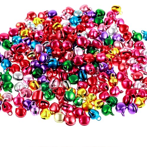 Xinjoduz 200 Stück Glöckchen zum Basteln, Bunte Kleine Glöckchen Mini Metallglöckchen für DIY Weihnachten Dekoration Schmuckherstellung Weihnachtsdekoration