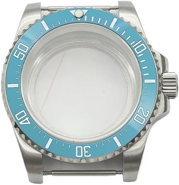 Silver SUB Watch Case with Transparent Back for NH35 NH36 4R35 4R36 Movement - 40mm Diameter, Sapphire Glass, 10ATM Waterproof
