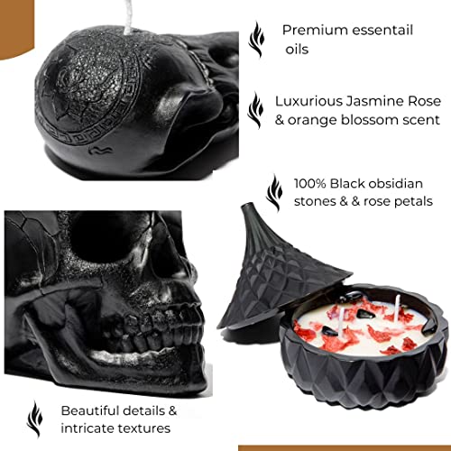 Sacred Luxury Skull Candle Set - Witchy Gifts For Women | Gothic Candles | Set Of 3 | Gothic Decor Home | Spooky Gifts | Wiccan Decor | Goth Gifts For Women, Black #TOP4