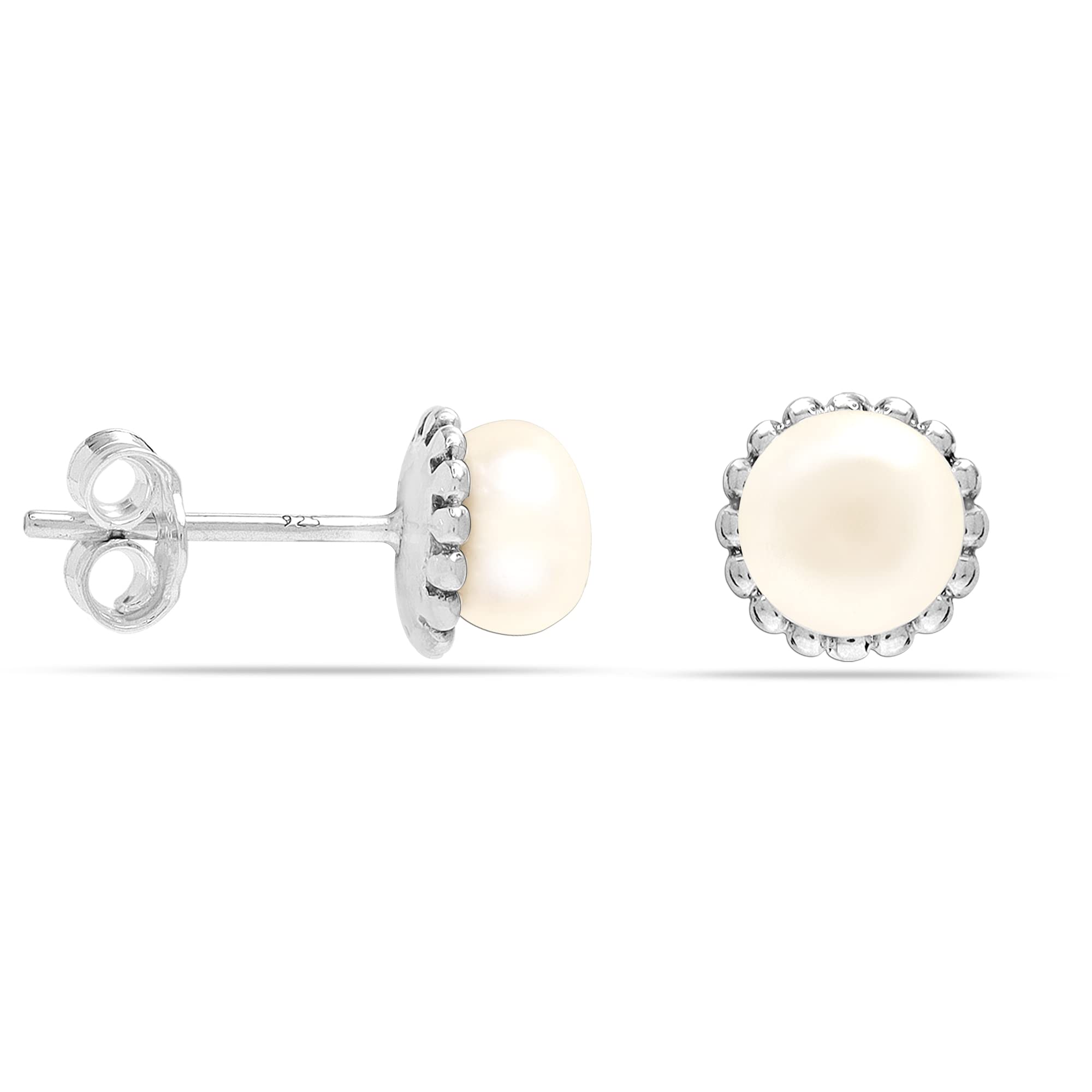 LeCalla 925 Sterling Silver BIS Hallmarked Antique Freshwater Pearl Large Stud Earring for Women (B09M6MV2SM) Amazon Price History, Amazon Price Tracker