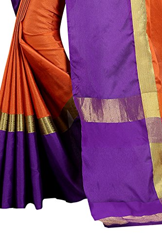 Image of PerfectBlue Women's with Blouse Piece Saree (VisvaVariation Lightgreenbrown Free Size)