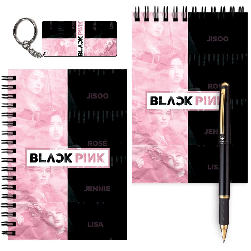 Color Empire Black Pink Printed Designer Message Pads Combo with Keyrings | Design 0014 | A6 Message Pads | Unrulled Messagepads | Mini Journal | Pocket Diary