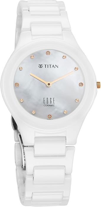 TITAN Ceramic Analog White Dial Women's Watch-2653Kc03, Modern, White, Modern