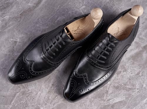 Mens Oxfords Formal Dress Shoes Genunie Leather Wingtips Brogues Suit Shoes Modern Fashion Prom Wedding Business Casual Derby Tuxedo Shoes for Men2