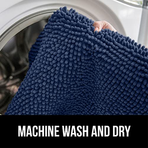 Gorilla Grip Bath Rug, 30X20, Thick Soft Absorbent Chenille Rubber Backing Bathroom Rugs, Microfiber Dries Quickly, Shaggy Machine Washable Mats, Plush Durable Rug, Bathtub And Shower Floor, Navy Blue #TOP6