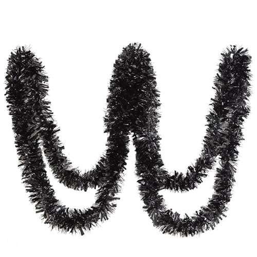 10 Meter schwarze Weihnachts-Lametta-Girlande, Weihnachts-Lametta für...