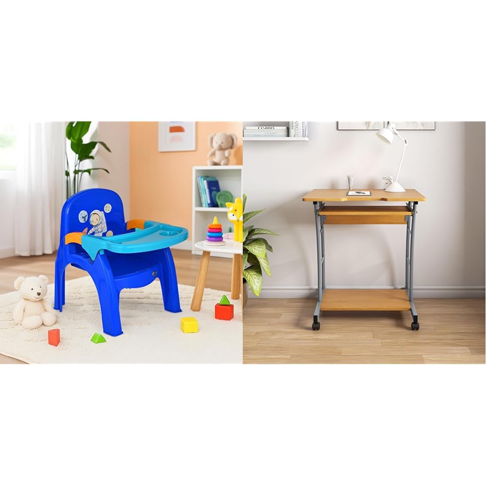 Nilkamal Wonder Plastic Baby Desk Chair with Detachable Tray Toddler for Eating Feeding Studying High Backrest Kids Seating 1 5 to Years Deep Blue and Celeste Leo Engineered Wood Computer Study Table-image-16