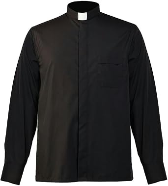 WEITING Priest Shirts Men Catholic Church Shirts Bishop Clergy Stand Collar Tab Collar Minister Preacher Pastor Roman Blouses Tops
