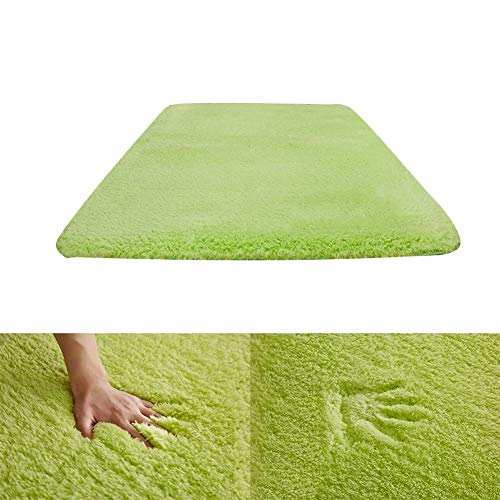 Kikon 洗える ラグマット カーペット オールシーズン シャギーラグ 絨毯 滑り止め付 丸型 冬用 夏用 床暖房対応 (直径120×160cm, グリーン)