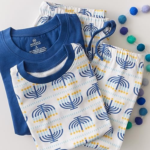 HonestBaby Pijama de algodão orgânico para a família, Hannukah Dazzle, M