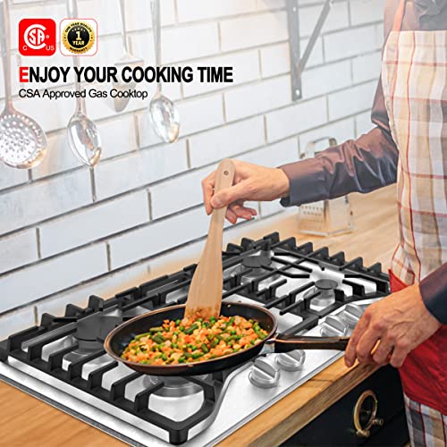 30 Inch Gas Cooktop, Gasland Chef Gh1304Sfn 4 Italy Sabaf Sealed Burner Gas Stovetop, 30 Inch Drop In Gas Range Cooktop,28,300 Btu Ng/Lpg Convertible,Heavy Duty Cast Iron Grates With Metal Knobs #TOP6