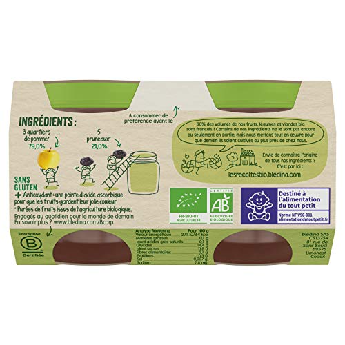 Blédina petits pots pommes pruneaux bio dès 4/ 2x130g - vue 6