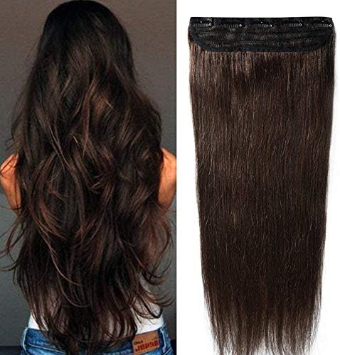 S-noilite Clip in Hair Extensions One Piece Human Hair Extensions Natural Straight Real for Women Beauty (8"-40g, 1, Jet Black)