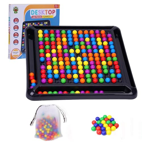 Intellektuelles Schachbrett Doppelduell,168 Stück Brettspiel Kugeln,Elimination Brettspiel,Intellectual Chessboard,Rainbow Ball Brettspiels,Schachbrett Bunte Kugeln
