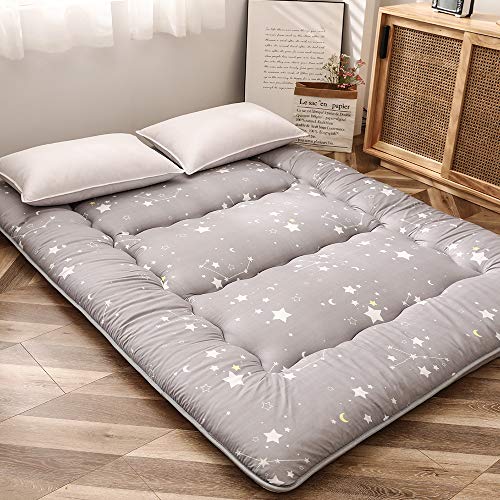 Image of MAXYOYO Grey Constellation Japanese Futon Mattress, Tatami Mat Portable Camping Mat Kids Sleeping Pad Foldable Roll Up Floor Lounger Couch with Mattress Protector Full Size
