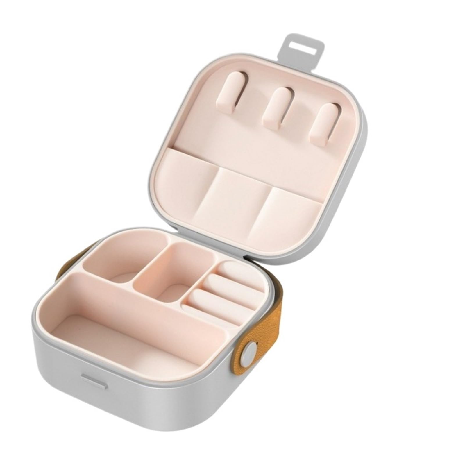 ESTDKMNOS Portable Jewellery Case， Mini Jewelry Box Multifunctional Storage Necklaces Earrings Rings Bracelets Multicolor(Grey)