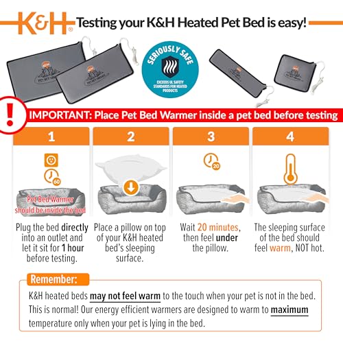 K&H Pet Products Pet Bed Warmer, Turn Any Pet Bed Into a Heated Cat or Dog Bed, Waterproof Indoor Heated Warming Pad Insert, Automatic Temperature, Safety Listed - Large 24.5 X 11.75in Gray by K&H Pet Products - Used condition - Image 6