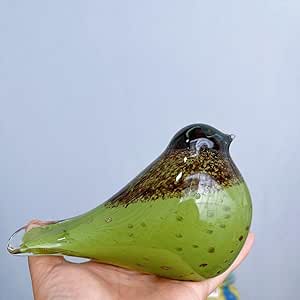 DECRZPB Glass Figurine Amber Bird Dove Sparrow Handmade Blown Crystal Glass Paperweights Glaze Art For Table Ornaments Home Decor - View #7