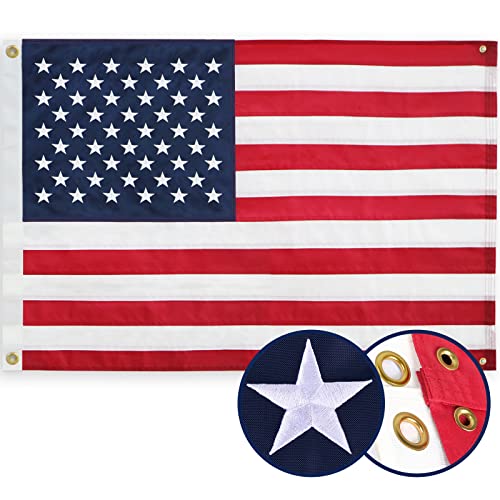 BGTXCZ American Flag 3x5 Ft Four Brass Grommets Multipurpose US Flag Embroidered Stars Sewn Stripes Outdoor Heavy Duty Durable USA Flags Hanging Indoor/Bedroom/Room/Wall American Flag