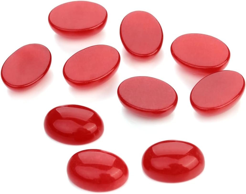 Bead 10Pcs/Pack Cabochon Natural Stone Oval Agate Lapis Loose Beads Flat Back Cameo Cabochon Spacers for Jewelri Making Handwork (Color : Rose Stripe Agate, Size : 18x25mm 10PCS)