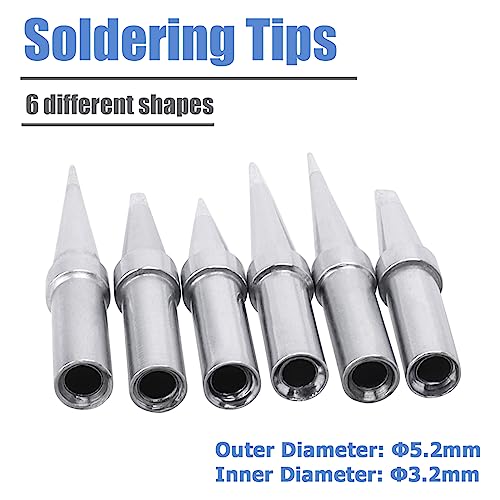 Image of Mesee 6 Pieces ET Series Soldering Tips Kit Lead-Free Solder Iron Tip Welding Head Tool ETA ETB ETH ETK ETO ETS Soldering Iron Tips Replacement Weld Repair Accessory
