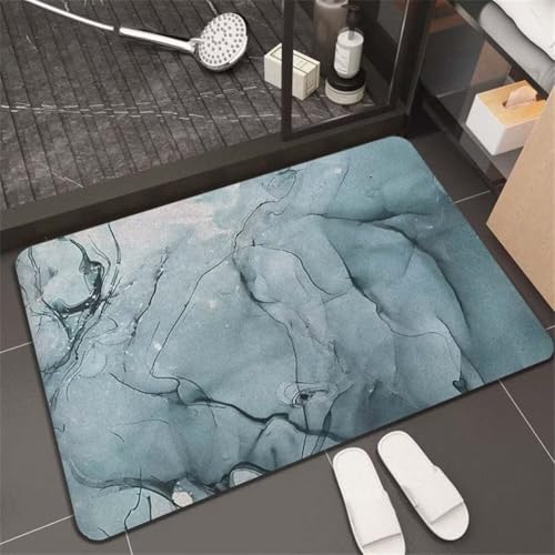 Alfombra de Baño Antideslizante, 40x60cm Alfombrilla Diatomita Baño Súper Absorbente, Alfombrilla Ducha Lavable Stone Bath Mat, Alfombra Piedras para Ducha, Cocina, Bañera y Baños, WC Marble 6-705