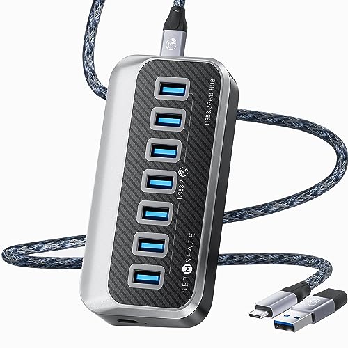 SETMSPACE USB Hub, 7 USB Expander with 32° Ergonomic Design, USB Multiport for Laptop- 1.64ft