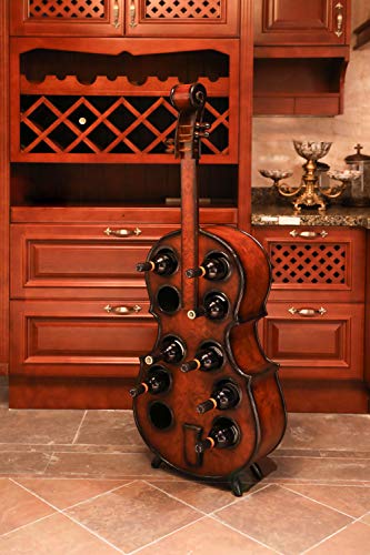 Wooden Violin Shaped Wine Rack, 10 Bottle Decorative Wine Holder #TOP5
