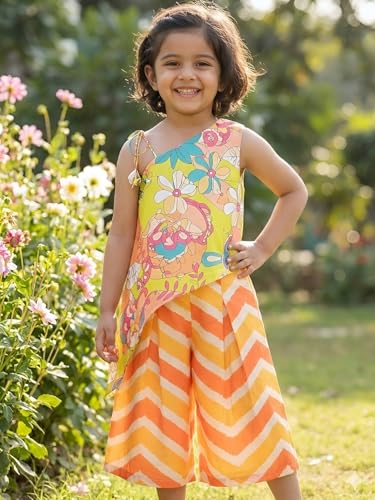 Image of Ethnic kurta for girls | Kids Salwar Suit Set | Girl's Printed top Sharara Dress Set for kids girls