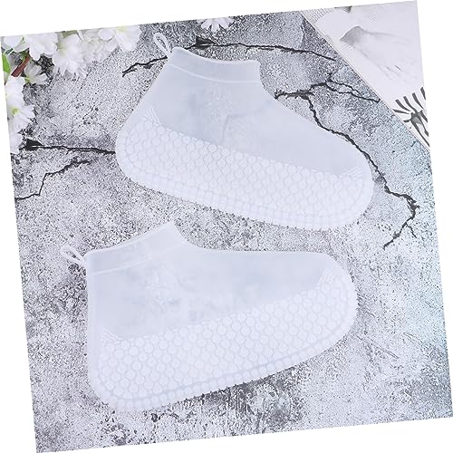 1 par de fundas para calzado de silicona, protectoras contra la lluvia, para actividades al aire libre y galochas resistentes al desgaste, color blanco miniatura 2