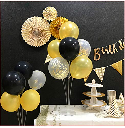 Balloon Stand Kit, 4 Set Clear Balloon Column Stand Kits with 7 Sticks 7 Cups 1 Base Table Desktop Holder and 1 Pump, DIY Balloon Holder for Birthday ,Wedding ,Party, Christmas Decorations