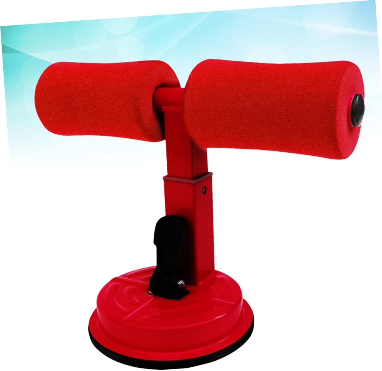 Toddmomy Waist Belly Exercise Tool Suction Cup Sit-up Assist Fitness Bar for Abdominal Training Leg Muscle Training Made of Steel Silicone Red Color