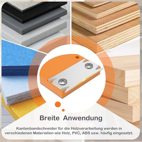 KEWAYO Furnierkantenschneider,Einhandhobel für Holzbearbeitung,Manueller Kantenanleimschneider mit 1 Ersatzklinge Rutschfest Handhobel für Holz PVC ABS Kantenschneider Umleimer (Orangerot)