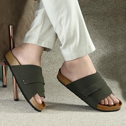 Image of Centrino Mens Cushion Sliders /Slippers| | Open Toe Design |Berkin-Style Slip-On Sandals | Lightweight & Comfortable | Arch Support | On-Grip Sole | Casual Outdoor Wear (6865)