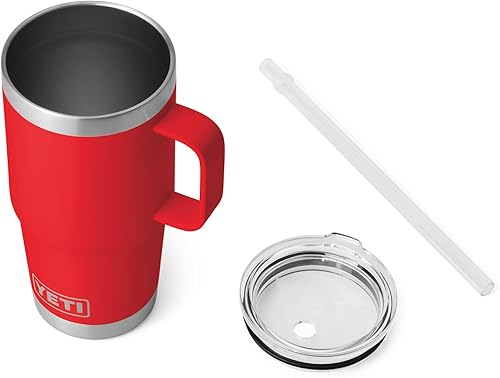 Miniatura 507 de YETI Rambler - Vaso de viaje con asa y tapa con popote, 35 onzas, vaso de agua de viaje, con asa, acero inoxidable, color blanco